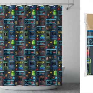 Cortina de baño con diseño "Game On"